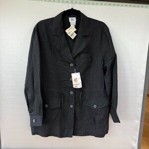 Lacoste Club Men's Black Linen Safari Shirt Jacket